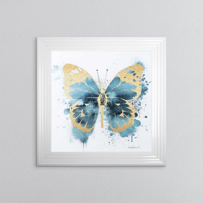 Gold And Indigo Butterfly Framed Wall Art 1wall 